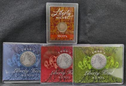 (1) 1800s Liberty Nickle Coin (1) 1890s Liberty Head Nickle Coin (1) 1900s Liberty Head Nickle Coin (1) 1910s Liberty Head Nickle Coin