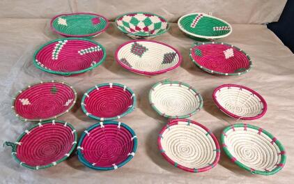 (14) Assorted Hand Woven Decorative Baskets