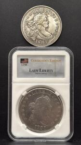 1798 & 1803 Draped Bust Lady Liberty Replica Silver Dollars, Collector&rsquo;s Edition, Encapsulated
