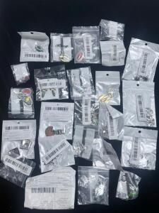 Lot of 26 Pairs Assorted Fashion Earrings, Mixed Metal, Multicolor Stones, New in Package, China