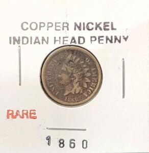 (1) RARE 1860 Copper Nickel Indian Head Penny