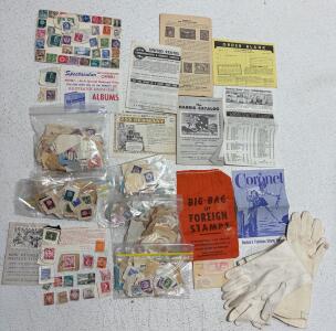 Big Bag of Foreign Stamps by H.E. Harris & Co., ~1,000 Vintage World Stamps, 1950s Ephemera