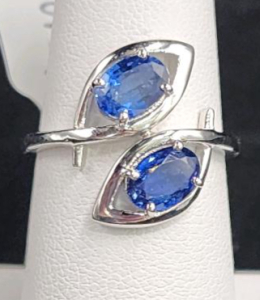 (1) Size 6 1/2 .925 Oscar Friedman Two Sapphire Stone Ring