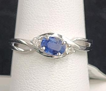 (1) Size 6 1/2 .925 Oscar Friedman Diamond And Sapphire Stone Ring