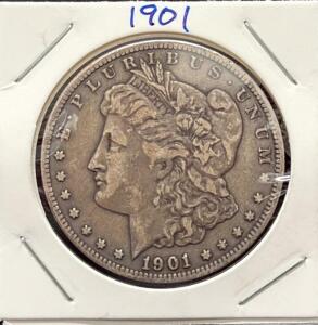1901 Morgan Silver Dollar, Philadelphia Mint, 90% Silver, Circulated Coin