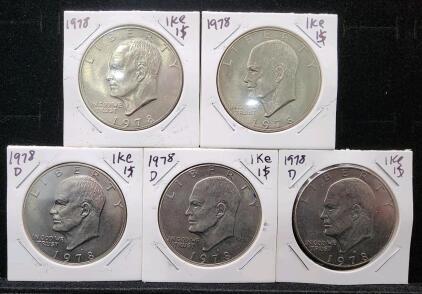 (4) 1978-D U.S. Eisenhower Dollar Coins (2) 1978 U.S. Eisenhower Dollar Coins