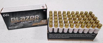(2) Boxes Of (50) CCI Blazer Brass 9mm Luger Ammunition Boxes