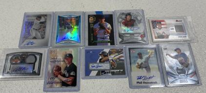(10) Autograph and memorabilia Baseball cards