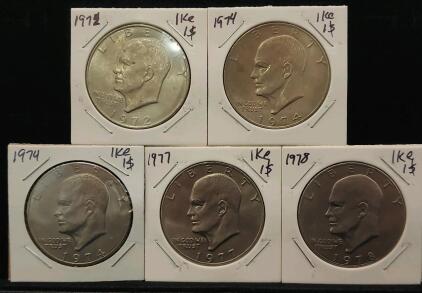 (5) 1972-1978 U.S. Eisenhower Dollar Coin