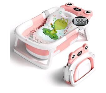 <br/>Baby Bathtub, Collapsible Newborn Bathtub for Infant To Toddler 0-24 Months Pink & Foldable Baby Playpin 51"&times;51"