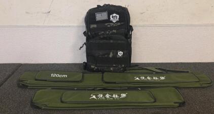 Jueachy Tactical Backpack & Green Fishing Rod & Reel Storage Bag