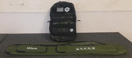 Jueachy Tactical Backpack & Green Fishing Rod & Reel Storage Bag