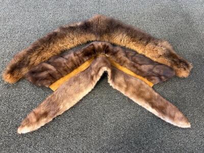 Vintage Real Fur Collars, Brown Mink & Muskrat, Satin/Suede Lined, 28-32&rdquo; Length, Lot of 2