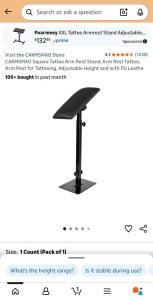 Tattoo Arm Leg Rest Stand Adjustable Height & Angle, Portable Leather Support for Tattoo Artists