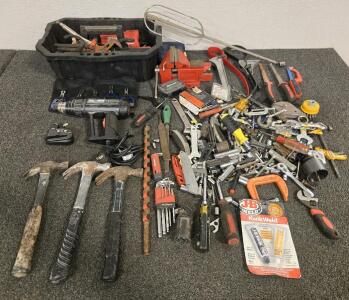 Heavy-Duty Tool Lot &ndash; Bench Vise, Heat Gun, Socket Assortment, Hammers, Clamps, Hand Tools & More