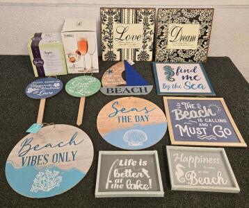 Beach-Themed Home D&eacute;cor Collection &ndash; Coastal Signs, Framed Art & Libbey Glasses