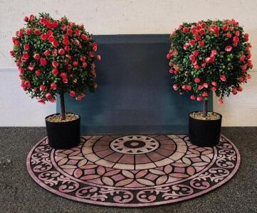 Unadra Artificial Rose Decor Set of 2 Pack, Front Door Mat, SkyMat