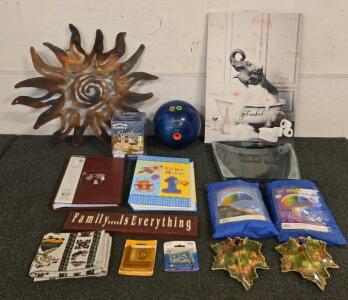 Home D&eacute;cor & Household Variety Lot &ndash; Wall Art 16" x 23", Bowling Ball, Photo Albums, Hardware & More