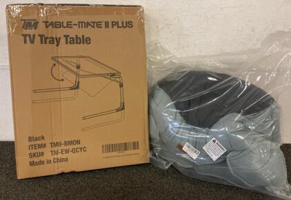 Table Mate II Plus TV Tray Table And Gray Pet Bed