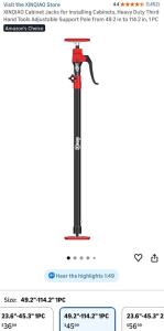 (2) Cabinet Jacks for Installing Cabinets, Heavy Duty Third Hand Tools Adjustable Support Pole from 49.2 in to 114.2 in