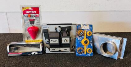 Bell And Howell 8mm Super 8 Autoload Film Projector (Does Power Up), Polishing Cone360, 10" Rearview Day/ Night Mirror, and More