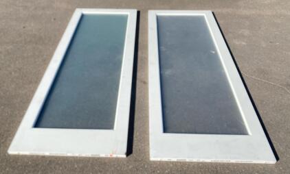 (2) White Simpson Ribbed Glass Doors