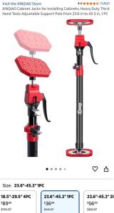 (2) Cabinet Jacks for Installing Cabinets, Heavy Duty Third Hand Tools Adjustable Support Pole from 23.6 in to 45.3 in