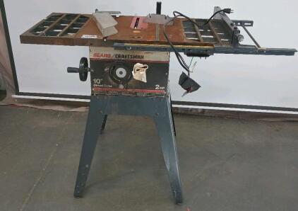 Craftsman 10" 2HP Direct Drive Table Saw Table Dimensions L=49" W=20" H=35"