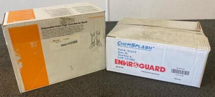 Case Of 50 Pairs If Smith & Nephew Disposable Fluid Barrier Boots Lareg And 6 ChemSplash Enviroguard Suits XL