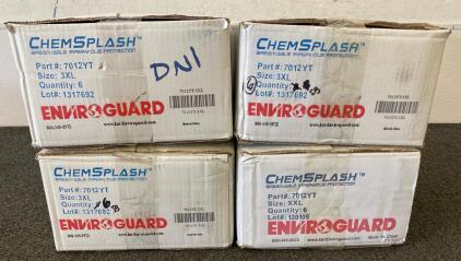 (4) Boxes Of 6 Enviroguard ChemSplash 1 Protective Coveralls 3XL