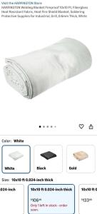 Welding Blanket Fireproof 10x10 Ft, Fiberglass Heat Resistant Fabric, Heat Fire Shield Blanket, Soldering Protective Supplies for Industrial, Grill, 0.6mm Thick, White