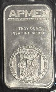 APMEX 1oz Troy .999 Fine Silver Bar