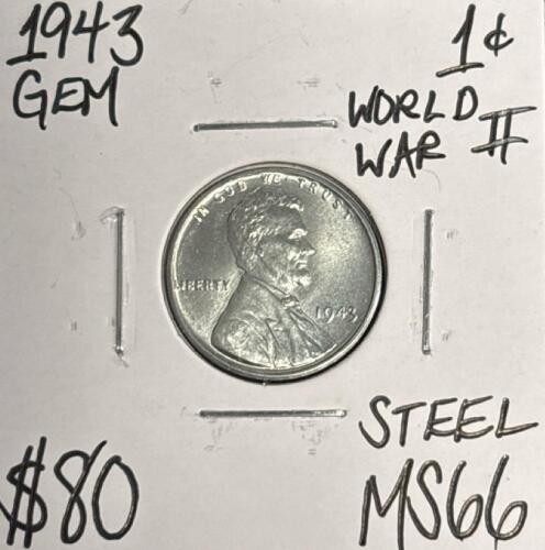 1943 MS66 WORLD WAR II GEM STEEL CENT