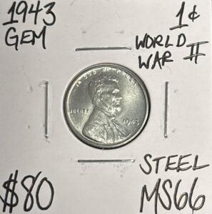 1943 MS66 WORLD WAR II GEM STEEL CENT