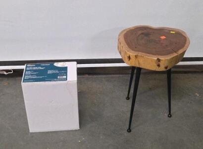 Metal Sink & Apoxy Wood Stool 18"&times;13"