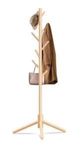 Wooden Coat Racks Freestanding with 8 Hooks 3 Adjustable Heights for Clothes, Hats, Handbags, 2 PC Modern Geometric Area Rugs Brown