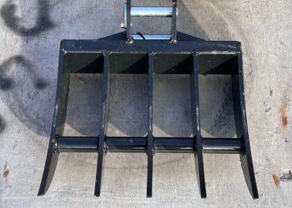 5-Tine Excavator Rake Attachment, 36 in Width, 2 in Pins, Steel Construction, Fits 8&ndash;15 ton Machines