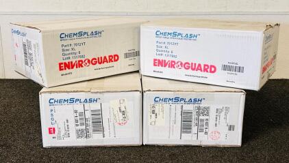 (4) Boxes Of EnviroGuard ChemSplash XL Chemical Coveralls, Type 7012YT, Yellow, Box of 6, ANSI/ISEA 101 Compliant (24 Total)