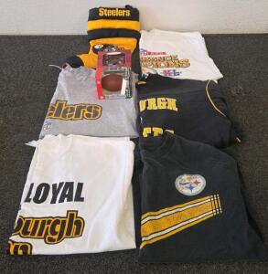 Steelers Shirts Size Larges & Figurines With Stocking