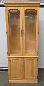 light-Toned Wood Corner China Cabinet. 76"&times;30"