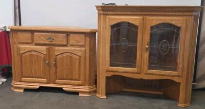 oak china cabinet hutch 37"&times;64"