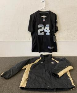 Nike NFL Oakland Raiders Jersey And Vintage NHL Pittsburgh Penguins Jacket And Pittsburgh Steelers Large Gray Hoodie