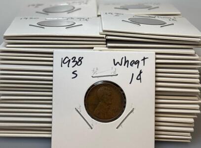 (100) Wheat One Cent Pennies 1930s