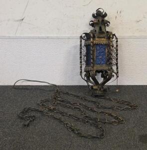 Vintage Spanish Revival Wrought Iron Hanging Lantern