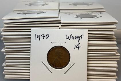 (100) Wheat One Cent Pennies 1930s