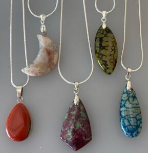 (5) Unique Beautiful Natural Gemstone Necklaces