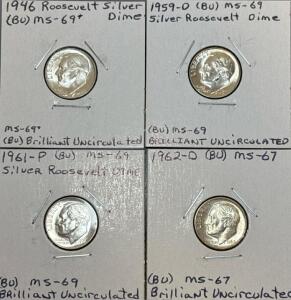 (4) Brilliant Uncirculated Silver Roosevelt Dimes