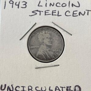 1943 Uncirculated Lincoln WWII Steel One Cent Penny