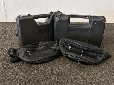 Genuine Leather Fanny Packs With Nylon Straps & Hard Plastic Field Locker Gun Cases