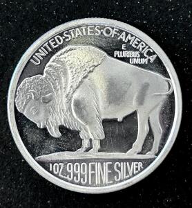 1 oz .999 Fine Silver Buffalo Round &ndash; Indian Head, Private Mint, 39mm